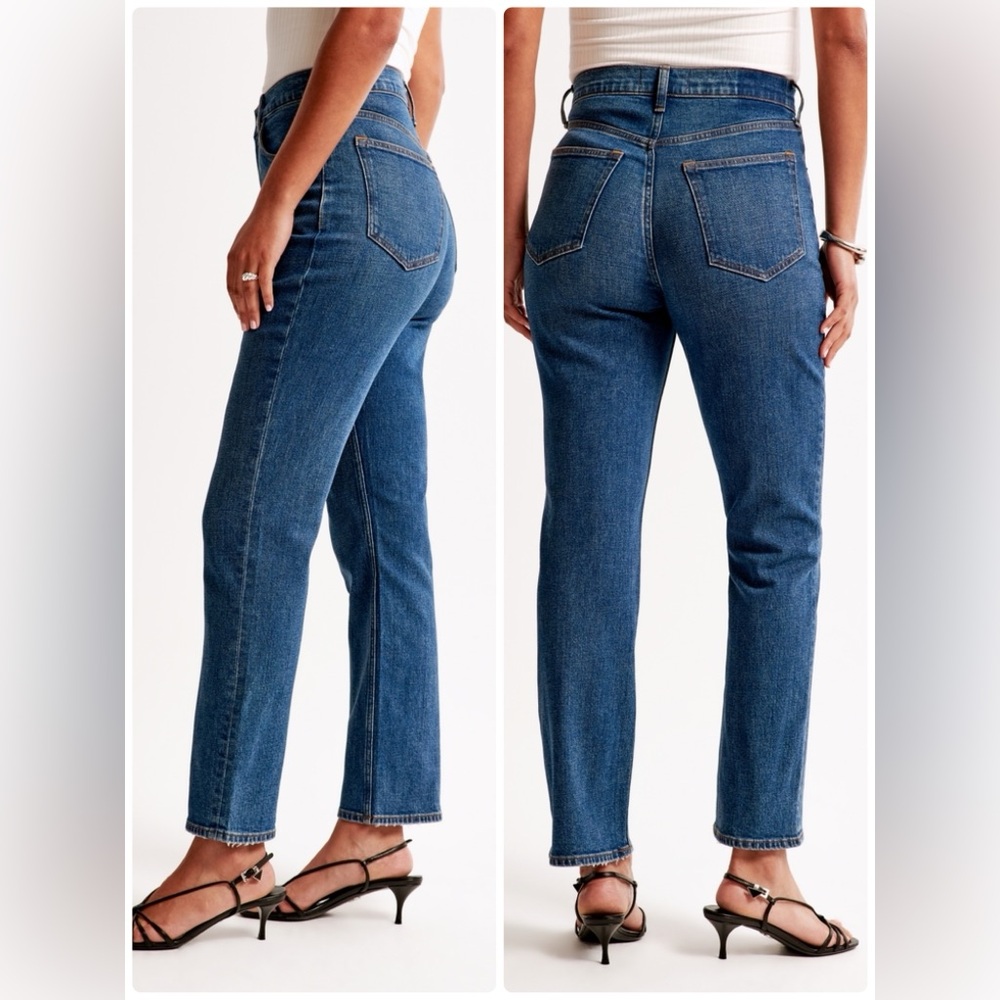 Abercrombie & Fitch Ultra High Rise Curve Love Ankle Straight Jeans size 31/12L - Picture 2 of 15